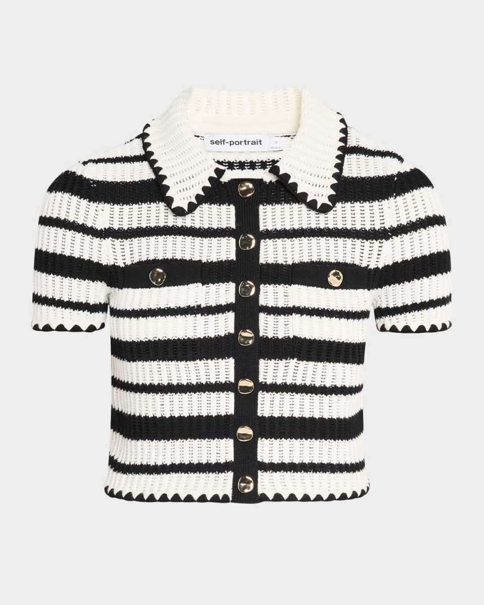 Striped Crochet-Knit Top